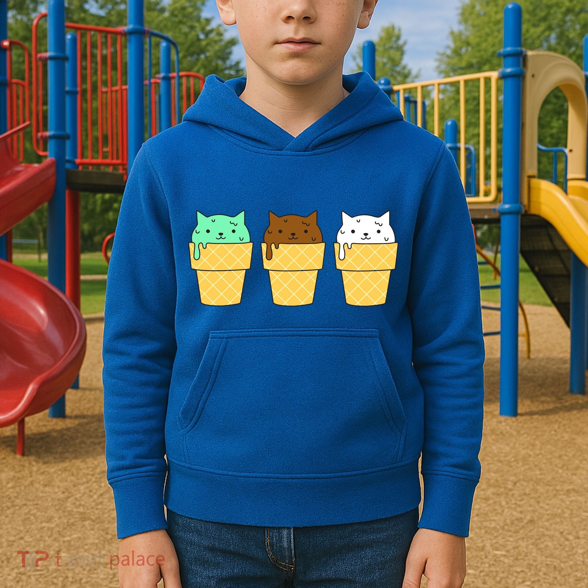 Cute Ice Cream Cat Flavors Kids Hoodie