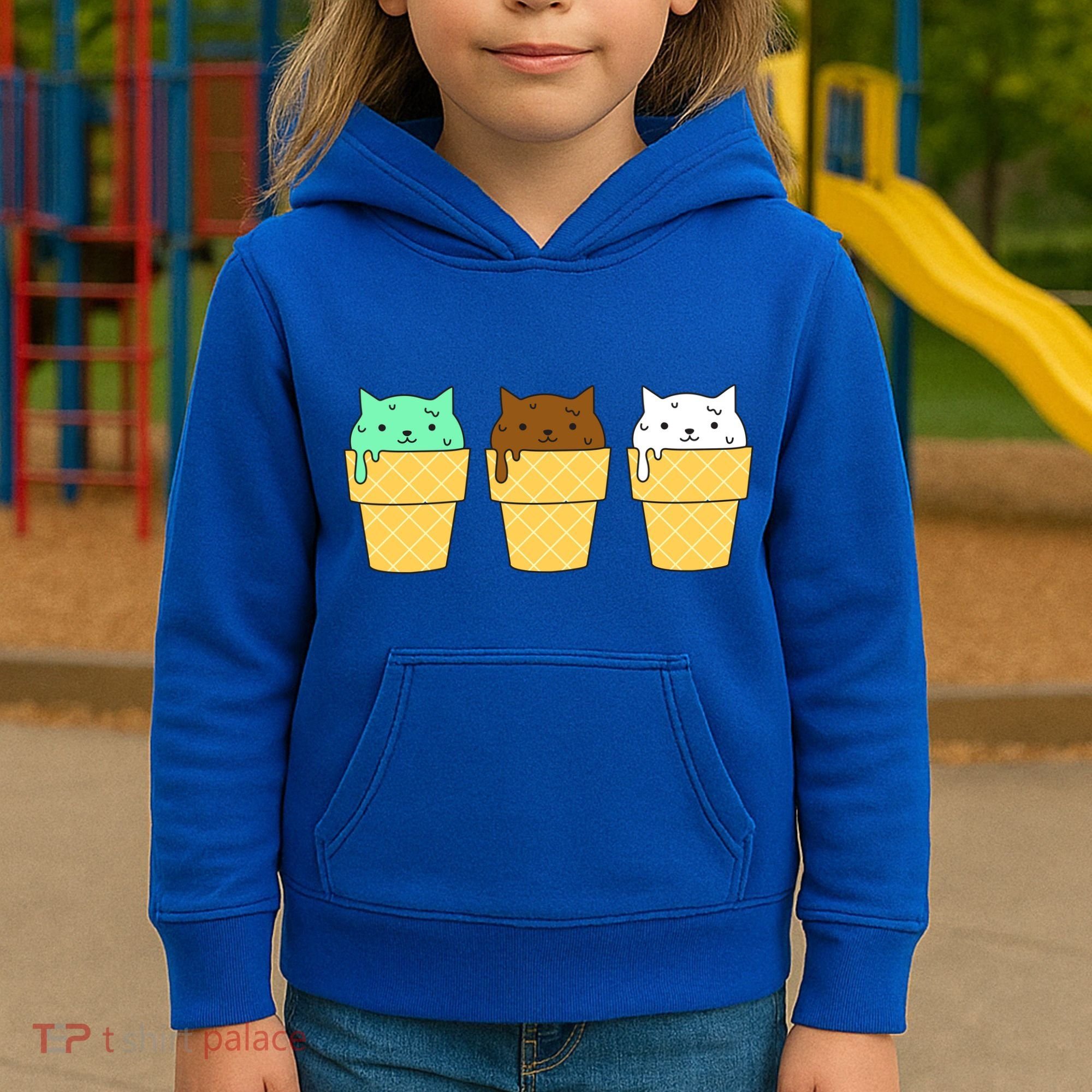 Cute Ice Cream Cat Flavors Kids Hoodie