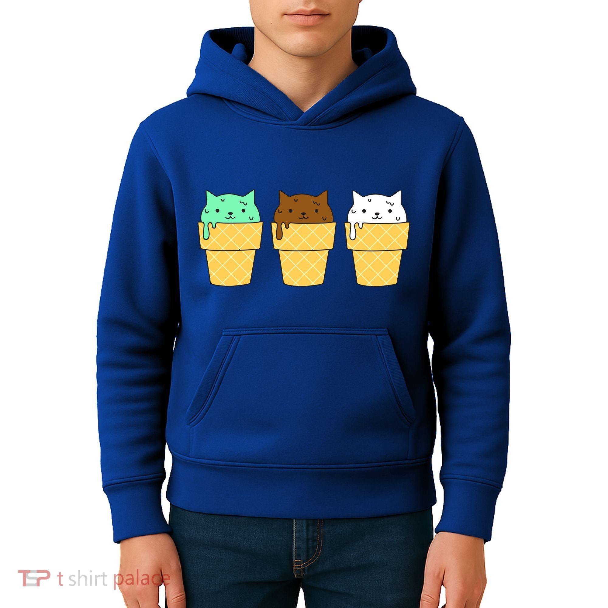 Cute Ice Cream Cat Flavors Kids Hoodie