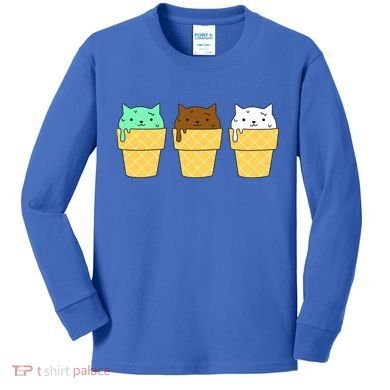 Cute Ice Cream Cat Flavors Kids Long Sleeve Shirt