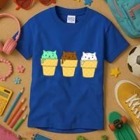 Cute Ice Cream Cat Flavors Kids T-Shirt thumb 3