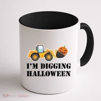 Cute I'm Digging Halloween Tractor Coffee Mug thumb 1