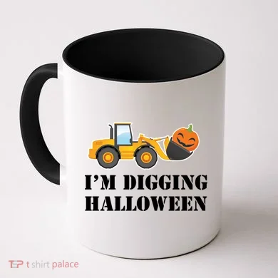 Cute I'm Digging Halloween Tractor Coffee Mug