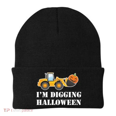 Cute I'm Digging Halloween Tractor Beanie
