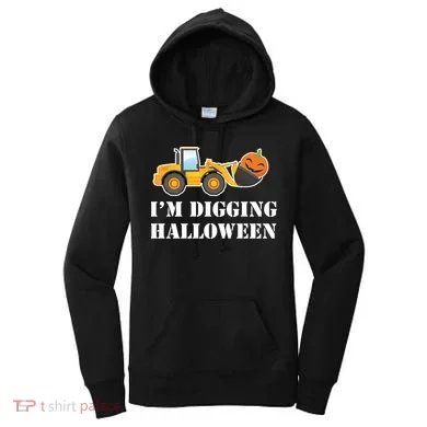 Cute I'm Digging Halloween Tractor Women's Hoodie