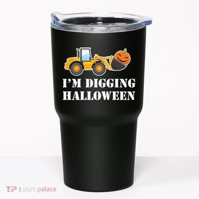 Cute I'm Digging Halloween Tractor Tumbler
