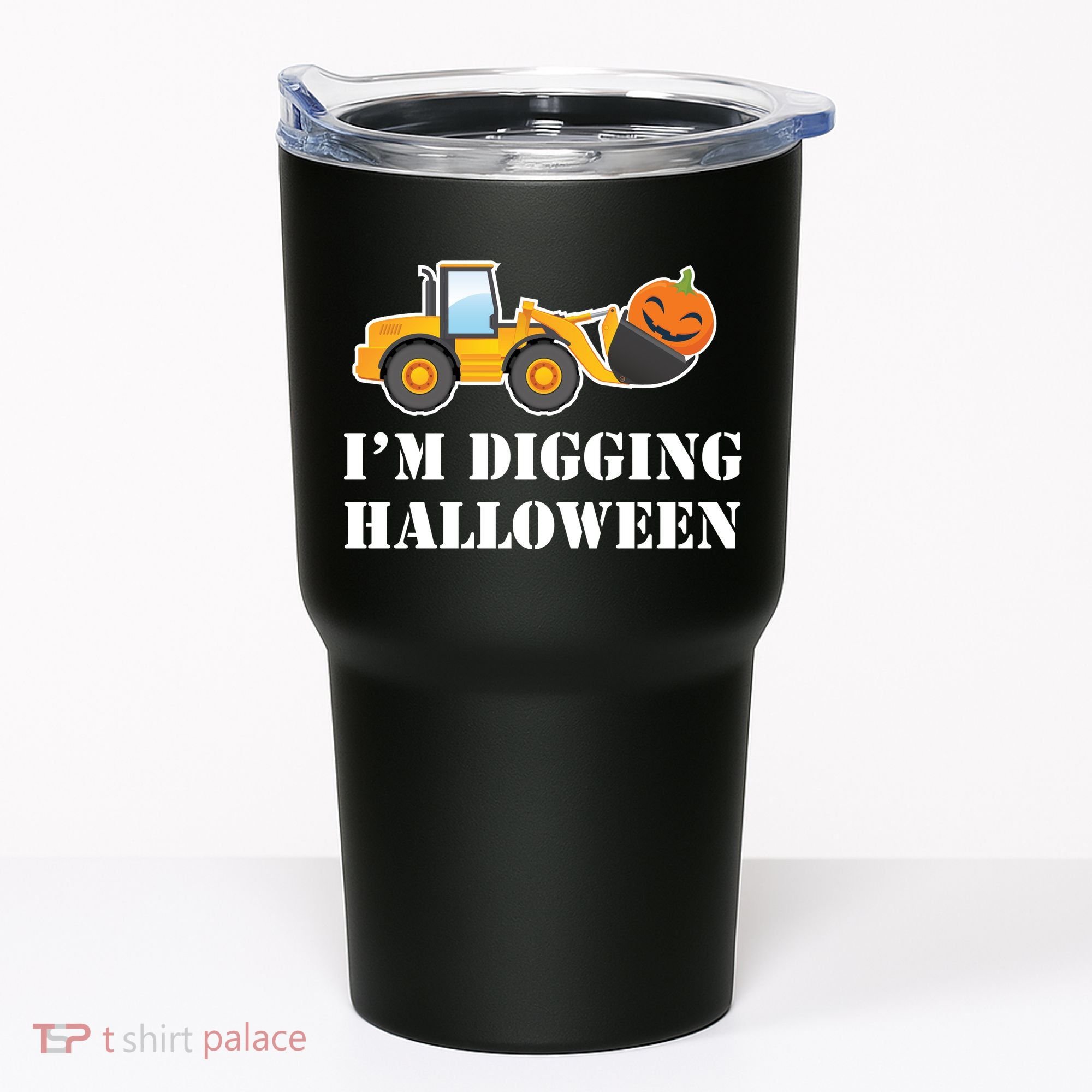 Cute I'm Digging Halloween Tractor Tumbler