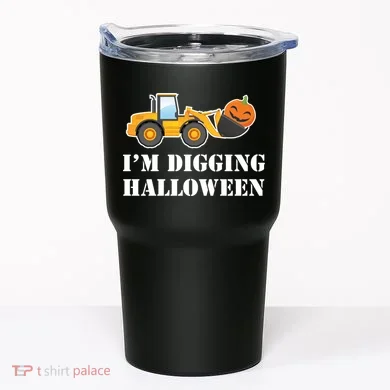 Cute I'm Digging Halloween Tractor Tumbler