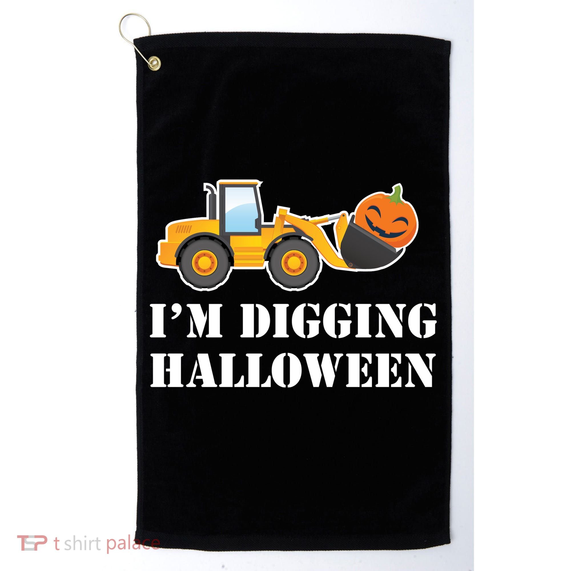 Cute I'm Digging Halloween Tractor Golf Towel