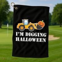 Cute I'm Digging Halloween Tractor Golf Towel thumb 1