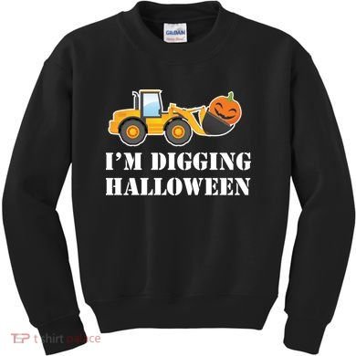 Cute I'm Digging Halloween Tractor Kids Sweatshirt