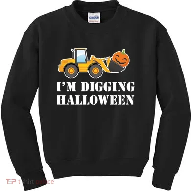 Cute I'm Digging Halloween Tractor Kids Sweatshirt