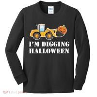 Cute I'm Digging Halloween Tractor Kids Long Sleeve Shirt thumb 0