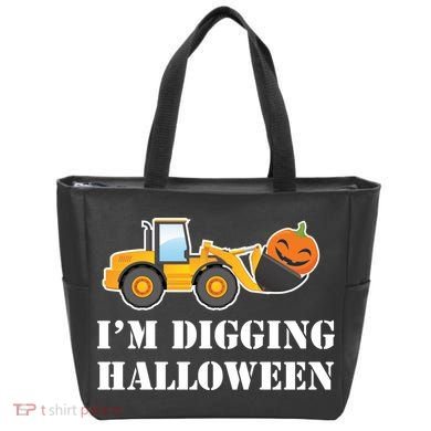 Cute I'm Digging Halloween Tractor Tote Bag