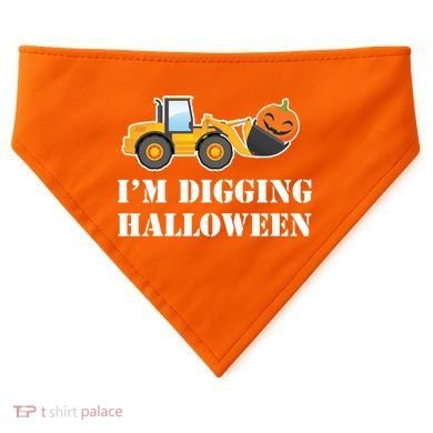 Cute I'm Digging Halloween Tractor USA-Made Doggie Bandana