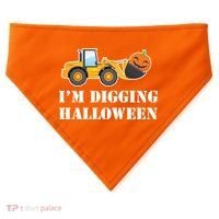 Cute I'm Digging Halloween Tractor USA-Made Doggie Bandana thumb 0
