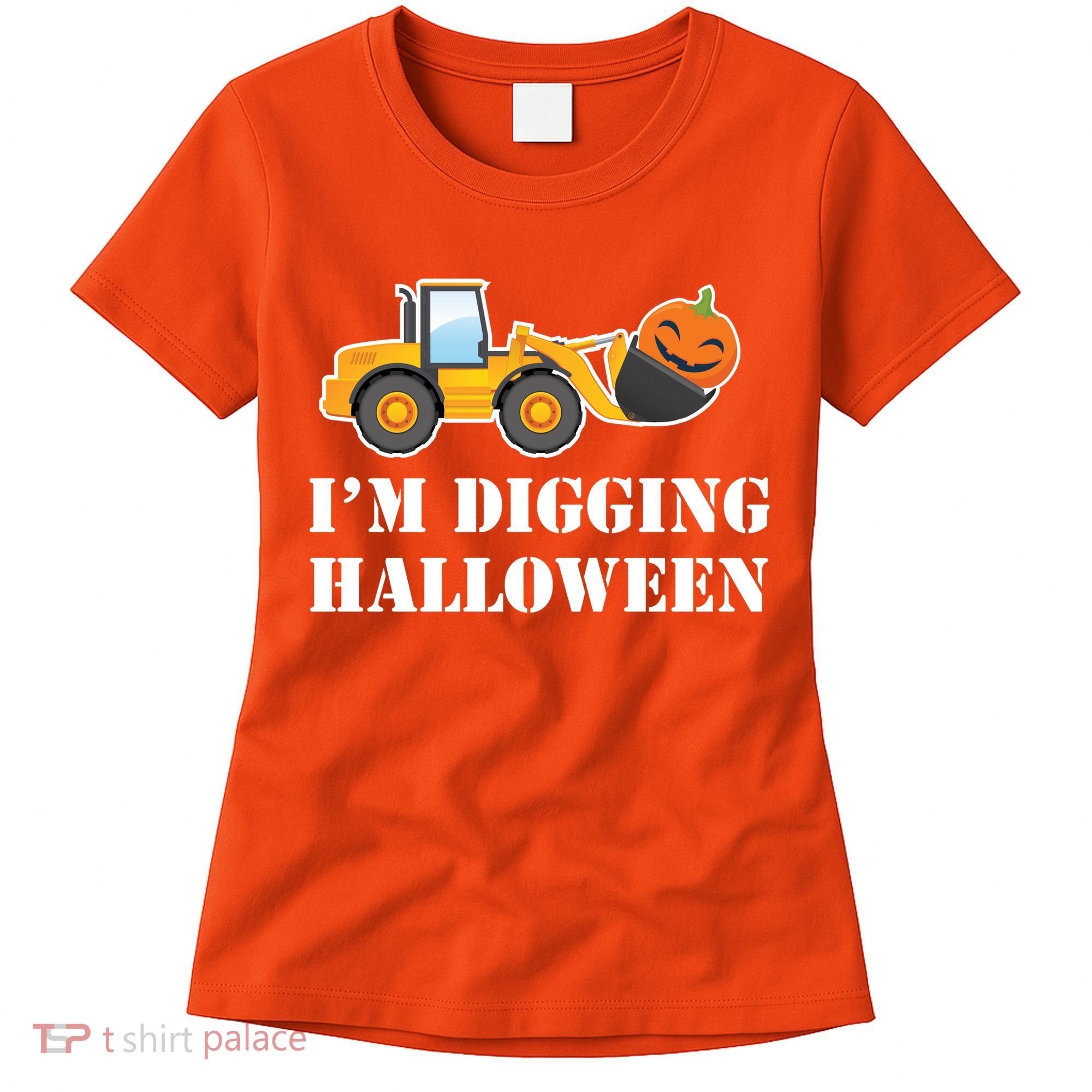 Cute I'm Digging Halloween Tractor Women's T-Shirt