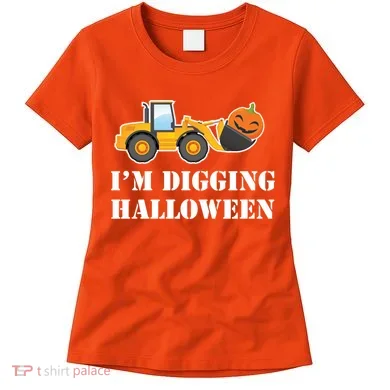 Cute I'm Digging Halloween Tractor Women's T-Shirt