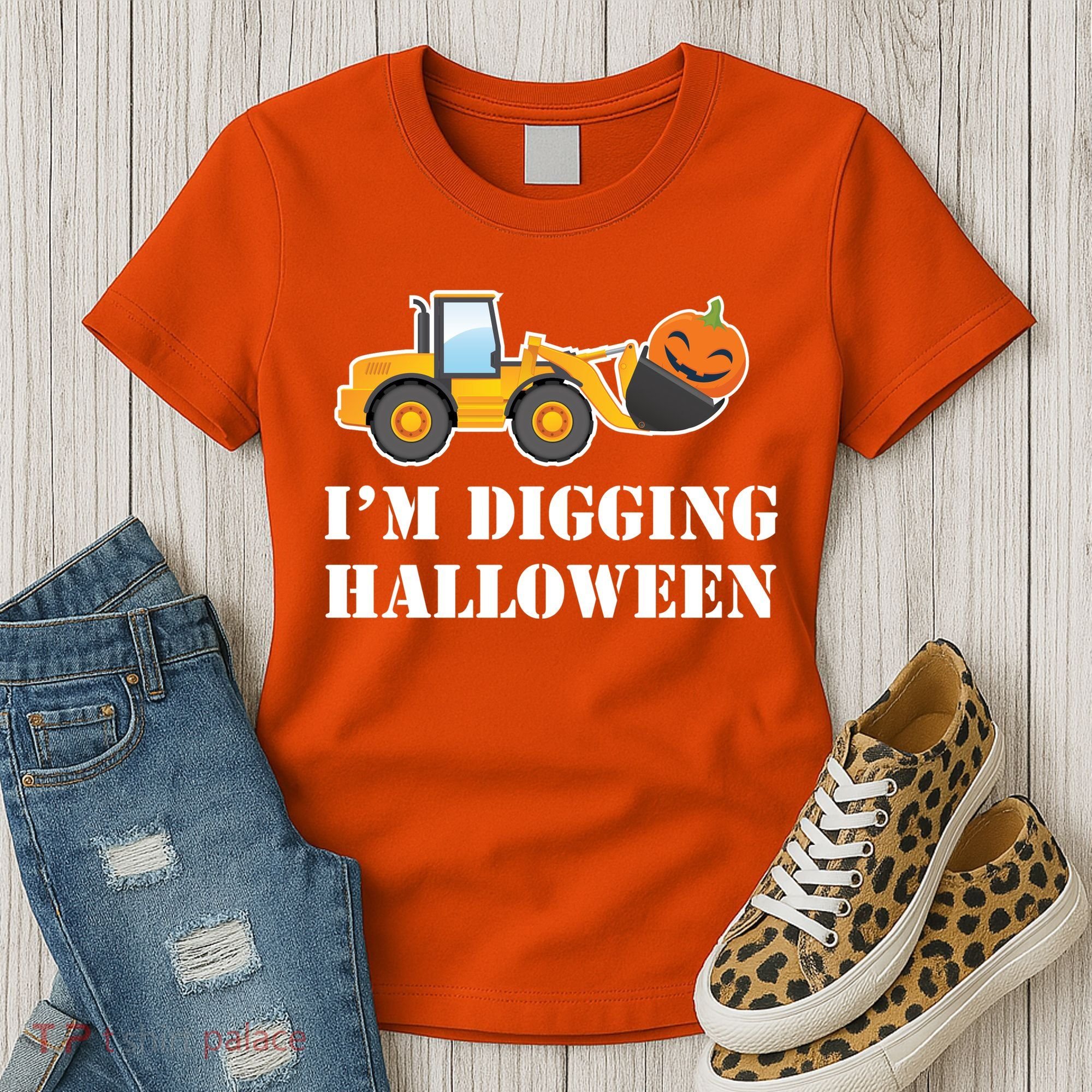 Cute I'm Digging Halloween Tractor Women's T-Shirt