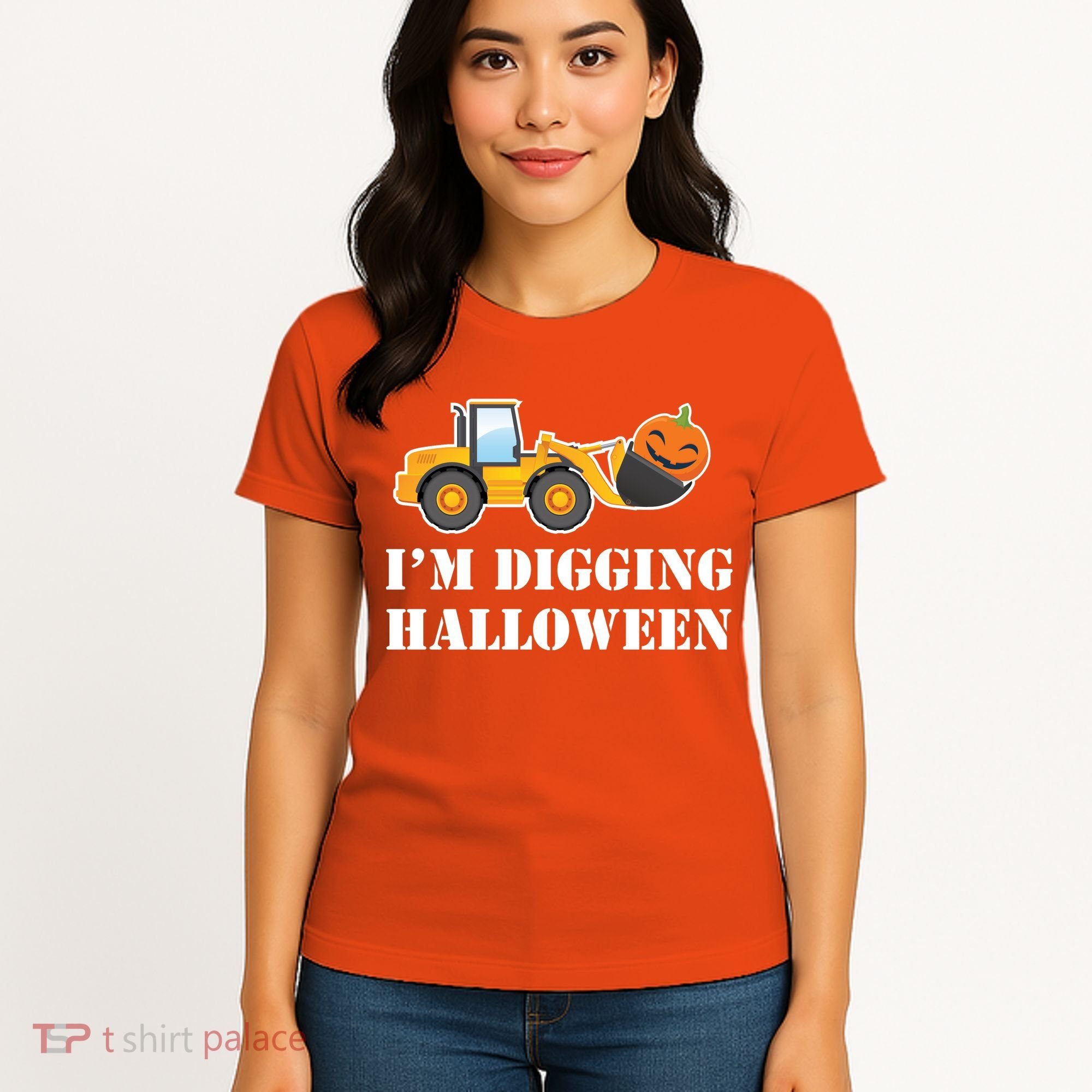 Cute I'm Digging Halloween Tractor Women's T-Shirt