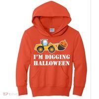 Cute I'm Digging Halloween Tractor Kids Hoodie thumb 0