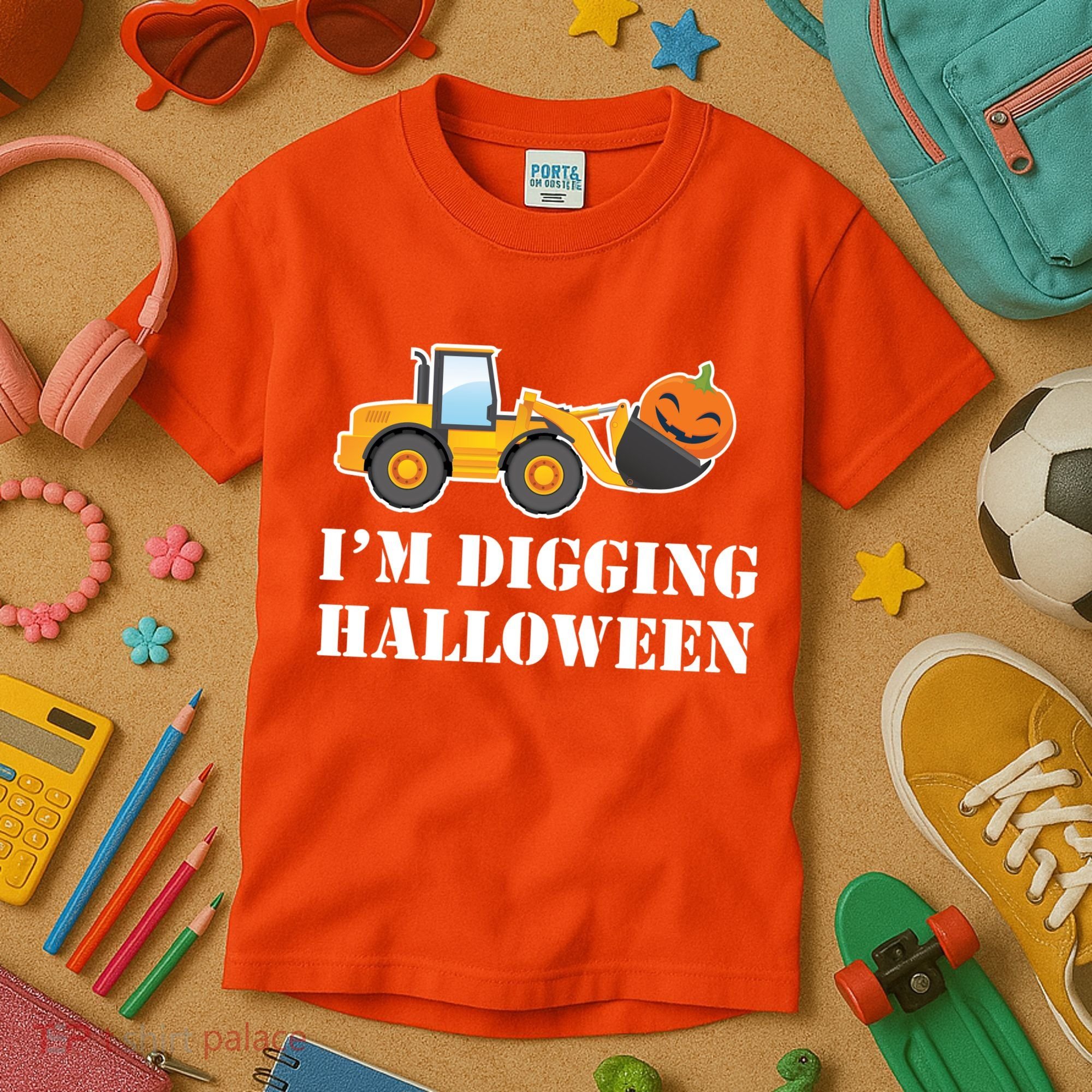 Cute I'm Digging Halloween Tractor Kids T-Shirt