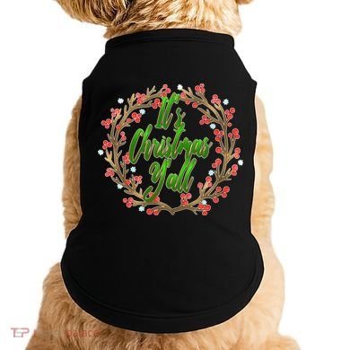 Cute It's Christmas Y'all Colorful Leaf Doggie Tank