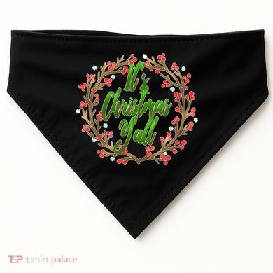 Cute It's Christmas Y'all Colorful Leaf USA-Made Doggie Bandana