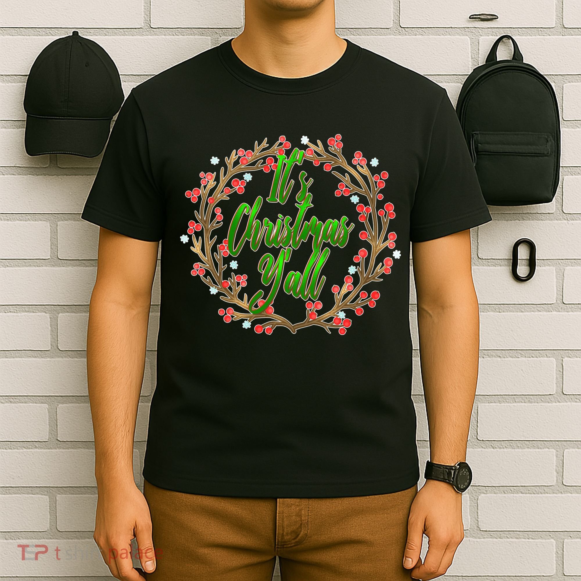 Cute It's Christmas Y'all Colorful Leaf T-Shirt