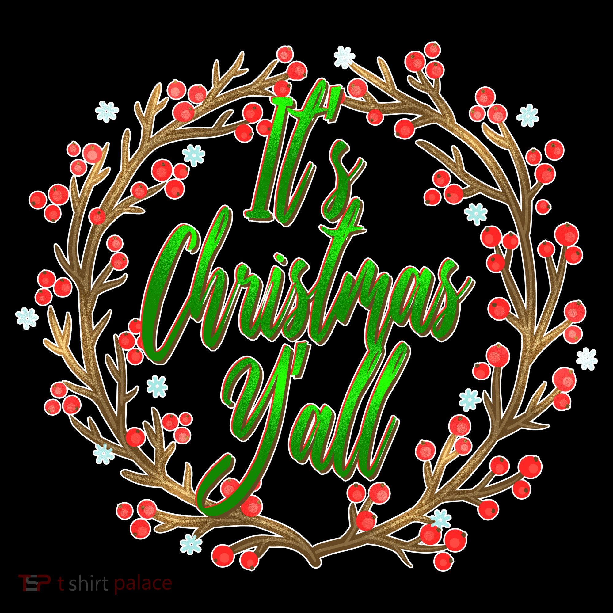 Cute It's Christmas Y'all Colorful Leaf T-Shirt