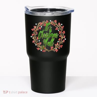 Cute It's Christmas Y'all Colorful Leaf Tumbler
