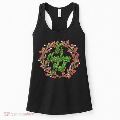 Cute It's Christmas Y'all Colorful Leaf Women's Tank Top