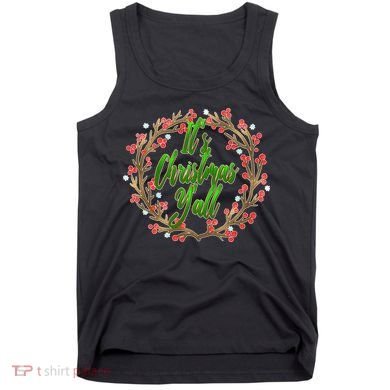 Cute It's Christmas Y'all Colorful Leaf Tank Top