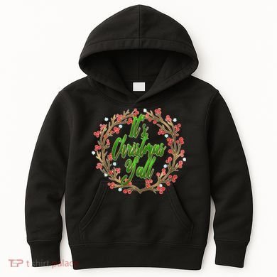 Cute It's Christmas Y'all Colorful Leaf Kids Hoodie