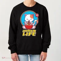 Cute Japanese Ramen Life Kitty Women's Sweatshirt thumb 0