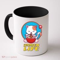 Cute Japanese Ramen Life Kitty Coffee Mug thumb 0
