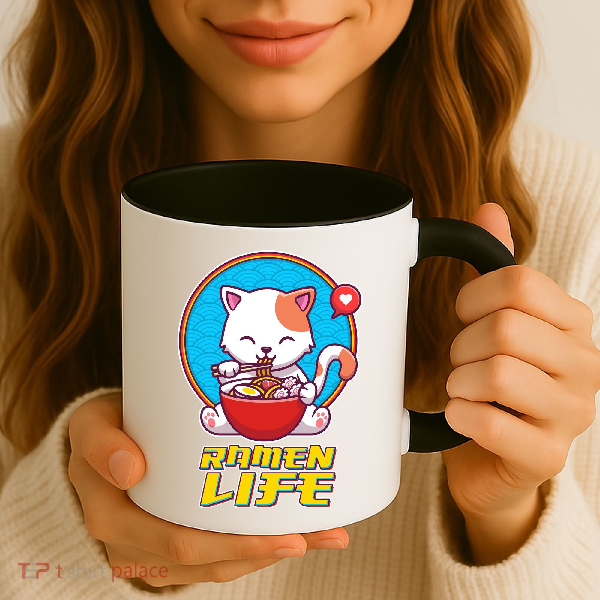 Cute Japanese Ramen Life Kitty Coffee Mug