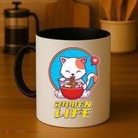Cute Japanese Ramen Life Kitty Coffee Mug thumb 4