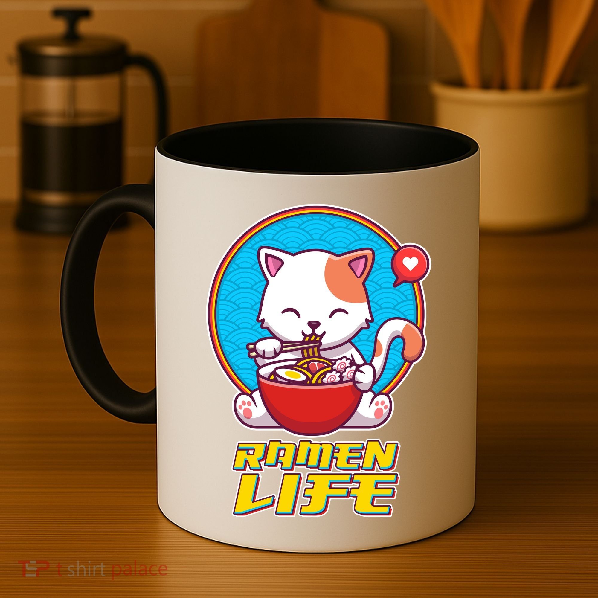 Cute Japanese Ramen Life Kitty Coffee Mug