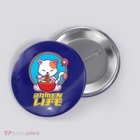 Cute Japanese Ramen Life Kitty Button thumb 0