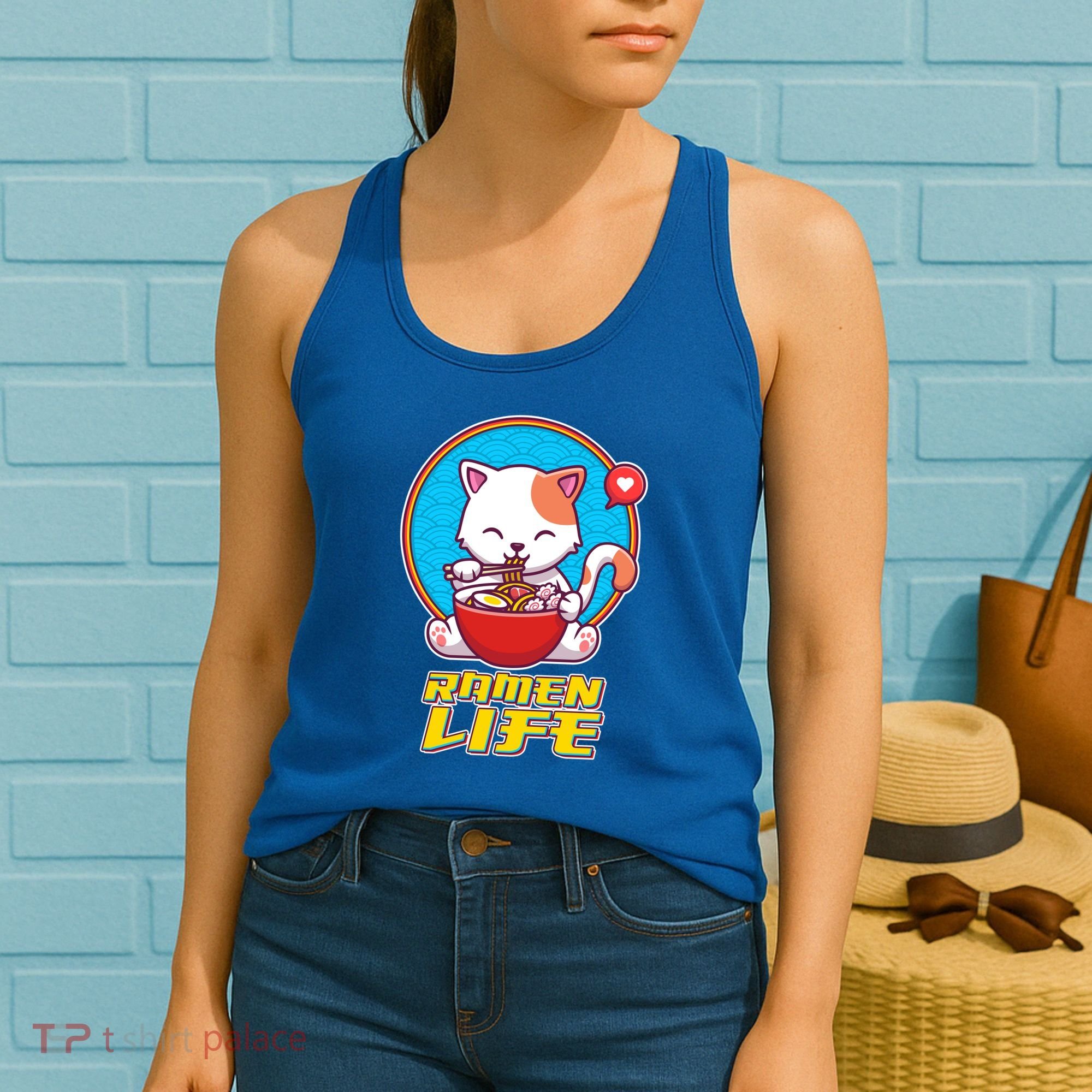 Cute Japanese Ramen Life Kitty Women's Tank Top