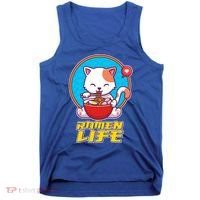 Cute Japanese Ramen Life Kitty Tank Top thumb 0