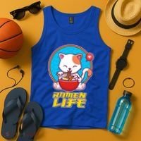 Cute Japanese Ramen Life Kitty Tank Top thumb 4