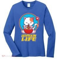 Cute Japanese Ramen Life Kitty Women's Long Sleeve Shirt thumb 0