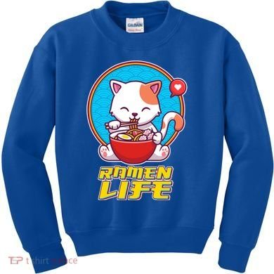 Cute Japanese Ramen Life Kitty Kids Sweatshirt