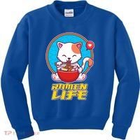 Cute Japanese Ramen Life Kitty Kids Sweatshirt thumb 0