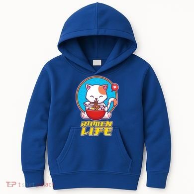 Cute Japanese Ramen Life Kitty Kids Hoodie