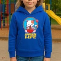 Cute Japanese Ramen Life Kitty Kids Hoodie thumb 3