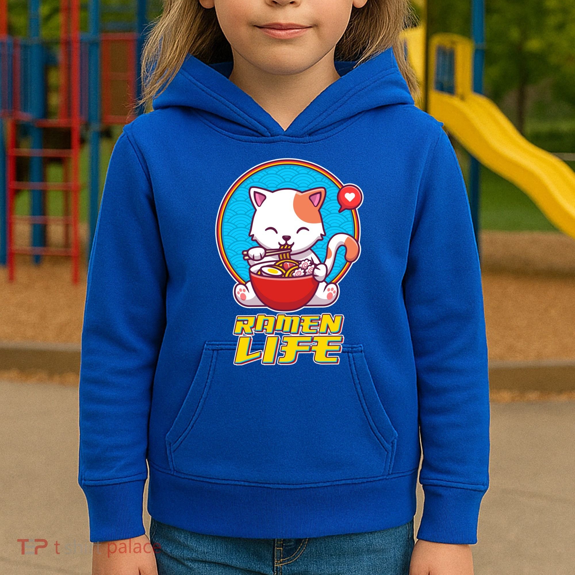 Cute Japanese Ramen Life Kitty Kids Hoodie