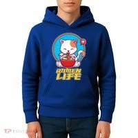 Cute Japanese Ramen Life Kitty Kids Hoodie thumb 4